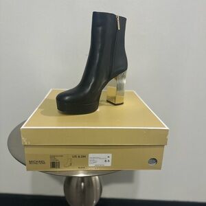 Michael Kors Black Boots with Metallic Gold Heel